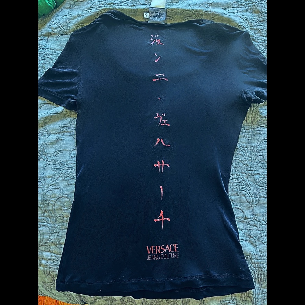 Black Versace Jeans black Couture top with Japanese spine sz XS / S / M